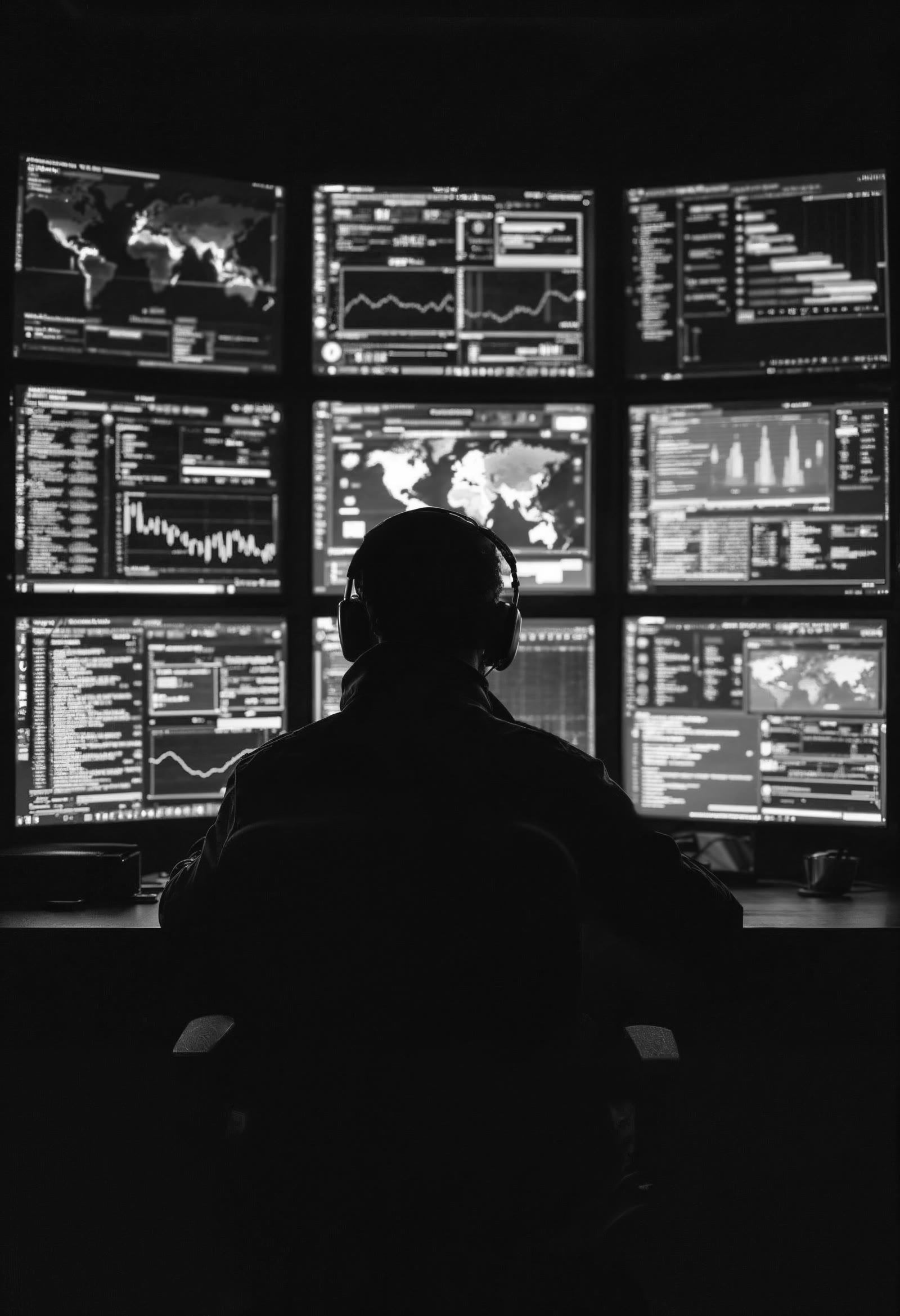 Sala de control monitoreando datos en vivo